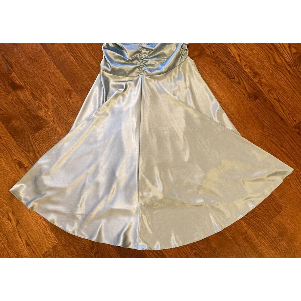 Jessica McClintock Vintage Blue Ruched Halter Neck Prom Formal Dress Size 2 - Picture 13 of 14